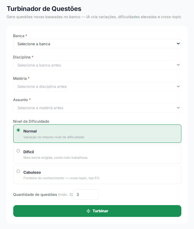 Turbinador de Questões na plataforma Qbizu